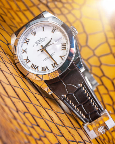 Bespoke Watch Strap in Dark Brown Crocodile