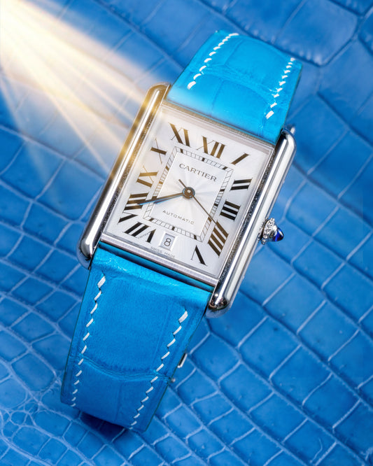 Bespoke Watch Strap in Tiffany Blue Alligator