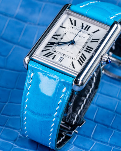 Bespoke Watch Strap in Tiffany Blue Alligator