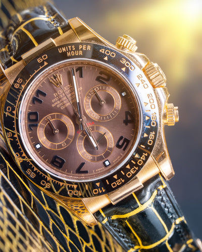 Bespoke Watch Strap in Gold Black Alligator