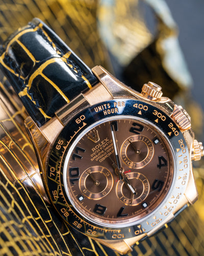 Bespoke Watch Strap in Gold Black Alligator