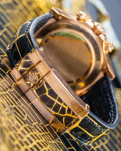 Bespoke Watch Strap in Gold Black Alligator