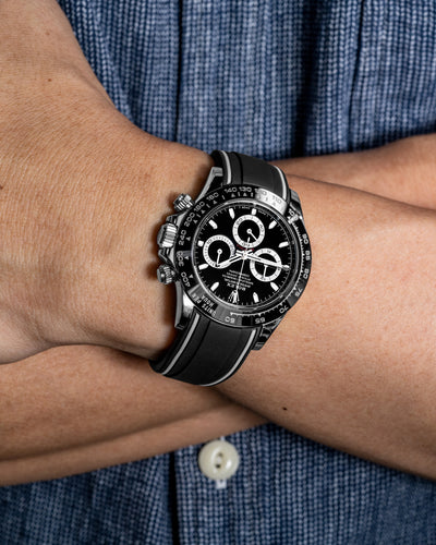 Solitaire Rubber straps in Zebra Black for Rolex Daytona Godzilla 116500LN