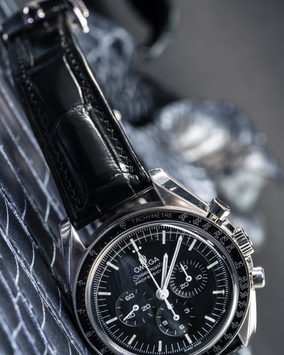 Bespoke Watch Strap in Black Crocodile