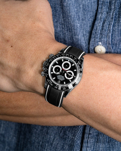Solitaire Rubber straps in Zebra Black for Rolex Daytona Godzilla 116500LN