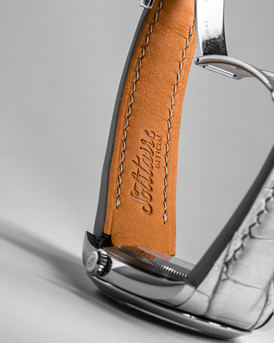 Bespoke Watch Strap in Metallic Silver Alligator