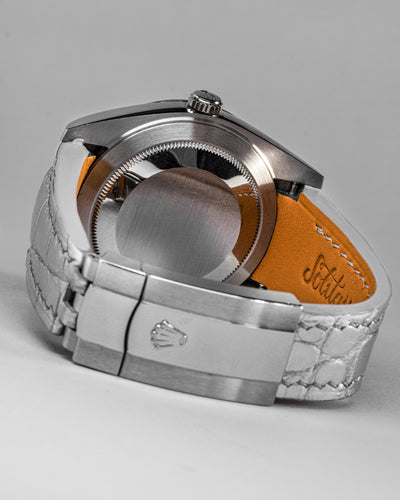 Bespoke Watch Strap in Metallic Silver Alligator