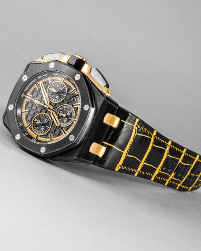 Bespoke Watch Strap in Gold Black Alligator