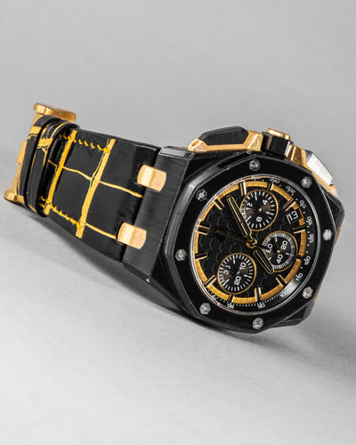 Bespoke Watch Strap in Gold Black Alligator