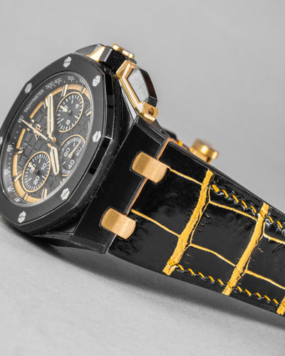 Bespoke Watch Strap in Gold Black Alligator