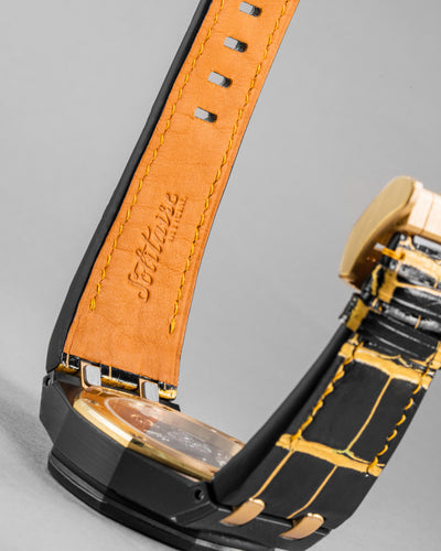 Bespoke Watch Strap in Gold Black Alligator