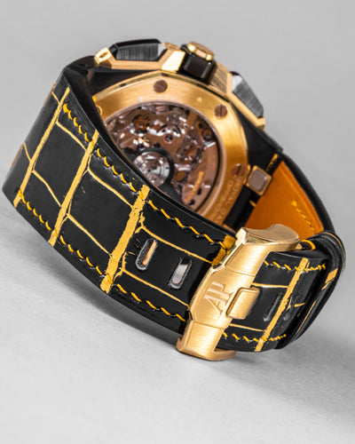 Bespoke Watch Strap in Gold Black Alligator