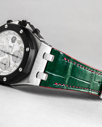 Bespoke Watch Strap in Dark Green Crocodile