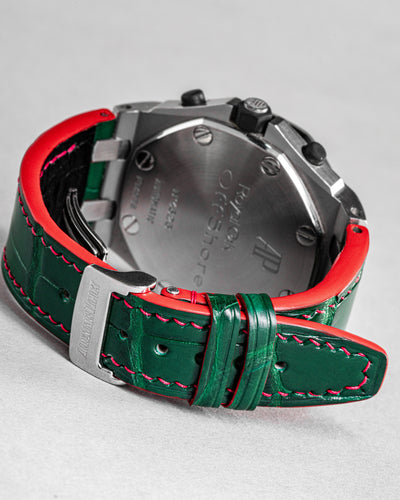Bespoke Watch Strap in Dark Green Crocodile