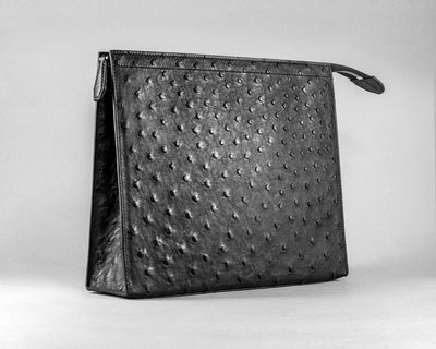 Bespoke Clutch Bag in Black Ostrich