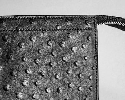 Bespoke Clutch Bag in Black Ostrich