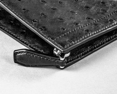 Bespoke Clutch Bag in Black Ostrich