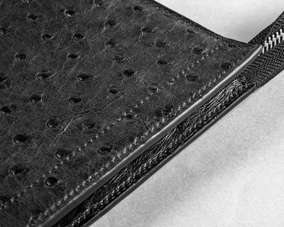 Bespoke Clutch Bag in Black Ostrich
