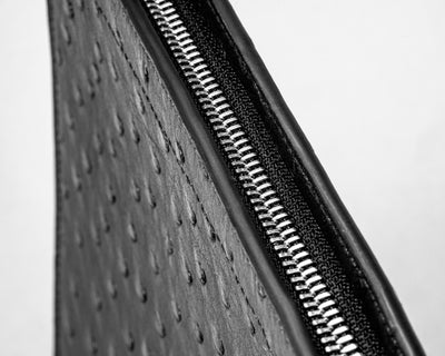 Bespoke Clutch Bag in Black Ostrich