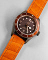 Bespoke Watch Strap in Volcano Orange Crocodile