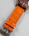 Bespoke Watch Strap in Volcano Orange Crocodile