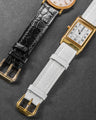 Bespoke Watch Strap In White & Black Crocodile