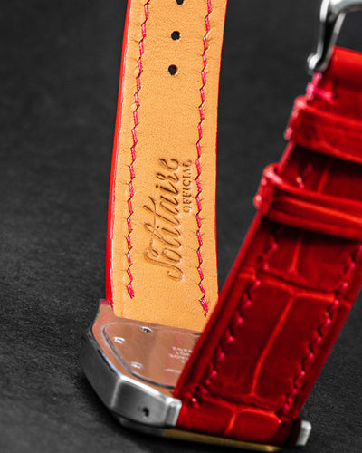 Bespoke Watch Strap in Ferrari Red Crocodile