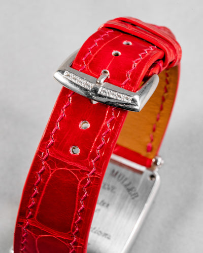 Bespoke Watch Strap in Ferrari Red Crocodile