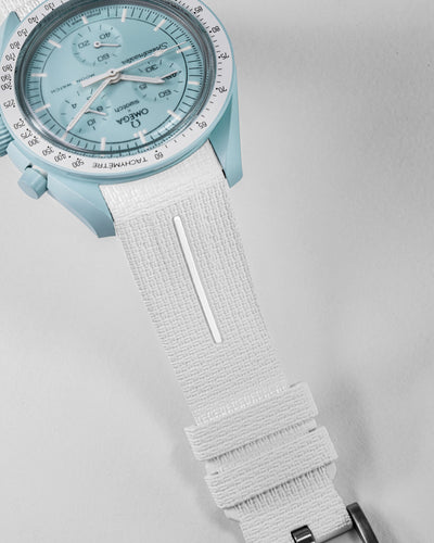 Solitaire Rubber straps in Arctic White for Omega x Swatch Uranus
