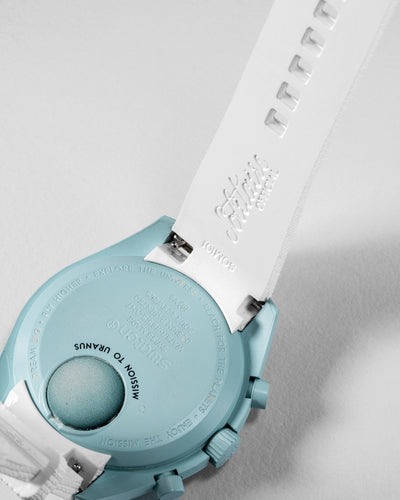 Solitaire Rubber straps in Arctic White for Omega x Swatch Uranus