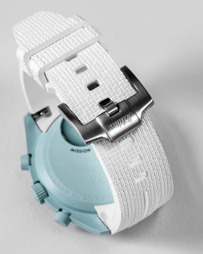 Solitaire Rubber straps in Arctic White for Omega x Swatch Uranus