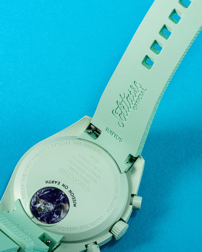 Solitaire Rubber straps in Avocado Green for Omega x Swatch Earth