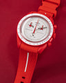 Solitaire Rubber straps in Scarlet Red for Omega x Swatch Mars