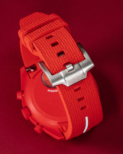 Solitaire Rubber straps in Scarlet Red for Omega x Swatch Mars