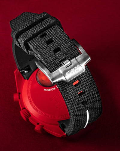 Solitaire Rubber straps in Godzilla Black for Omega x Swatch Mars