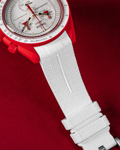 Solitaire Rubber straps in Arctic White for Omega x Swatch Mars