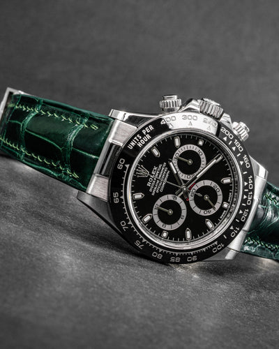 Bespoke Watch Strap in Hunter Green Crocodile