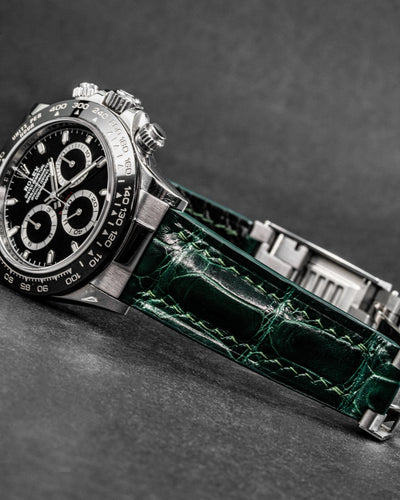 Bespoke Watch Strap in Hunter Green Crocodile