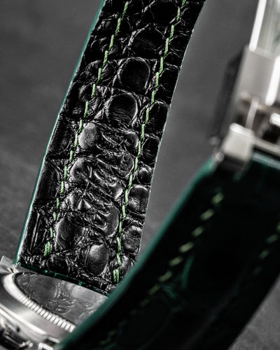 Bespoke Watch Strap in Hunter Green Crocodile