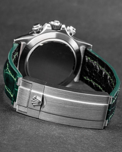 Bespoke Watch Strap in Hunter Green Crocodile