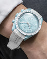 Solitaire Rubber straps in Arctic White for Omega x Swatch Uranus