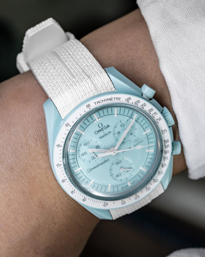 Solitaire Rubber straps in Arctic White for Omega x Swatch Uranus