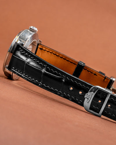 Bespoke Watch Strap In Black Crocodile