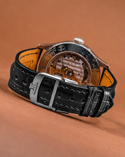 Bespoke Watch Strap In Black Crocodile