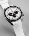 Solitaire Rubber straps in Arctic White for Omega Speedmaster