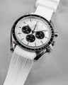 Solitaire Rubber straps in Arctic White for Omega Speedmaster