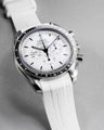 Solitaire Rubber straps in Arctic White for Omega Speedmaster