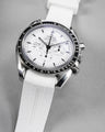 Solitaire Rubber straps in Arctic White for Omega Speedmaster