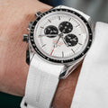Solitaire Rubber straps in Arctic White for Omega Speedmaster