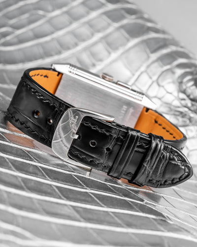 Bespoke Watch Strap In Black Crocodile